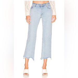 We the Free Maggie straight leg mid rise distressed chewed hem fade out jeans 26